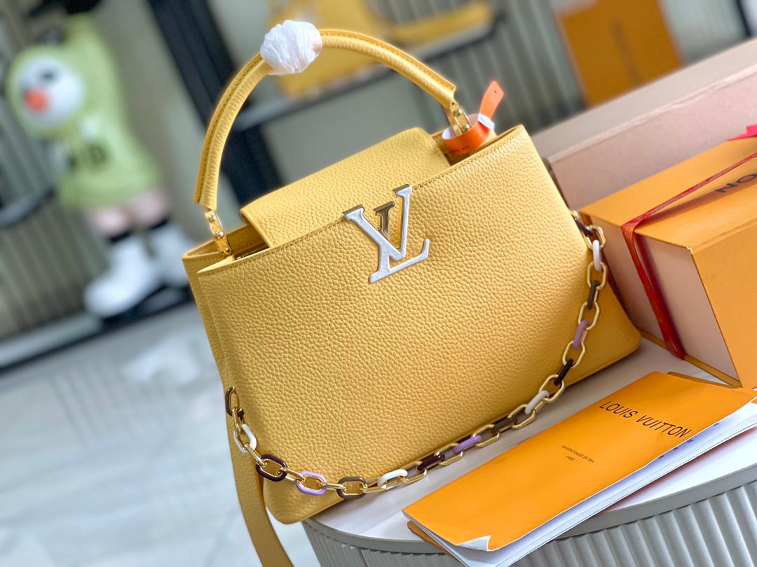 【Premium boutique original leather 💋M21798 chick yellow gold buckle】