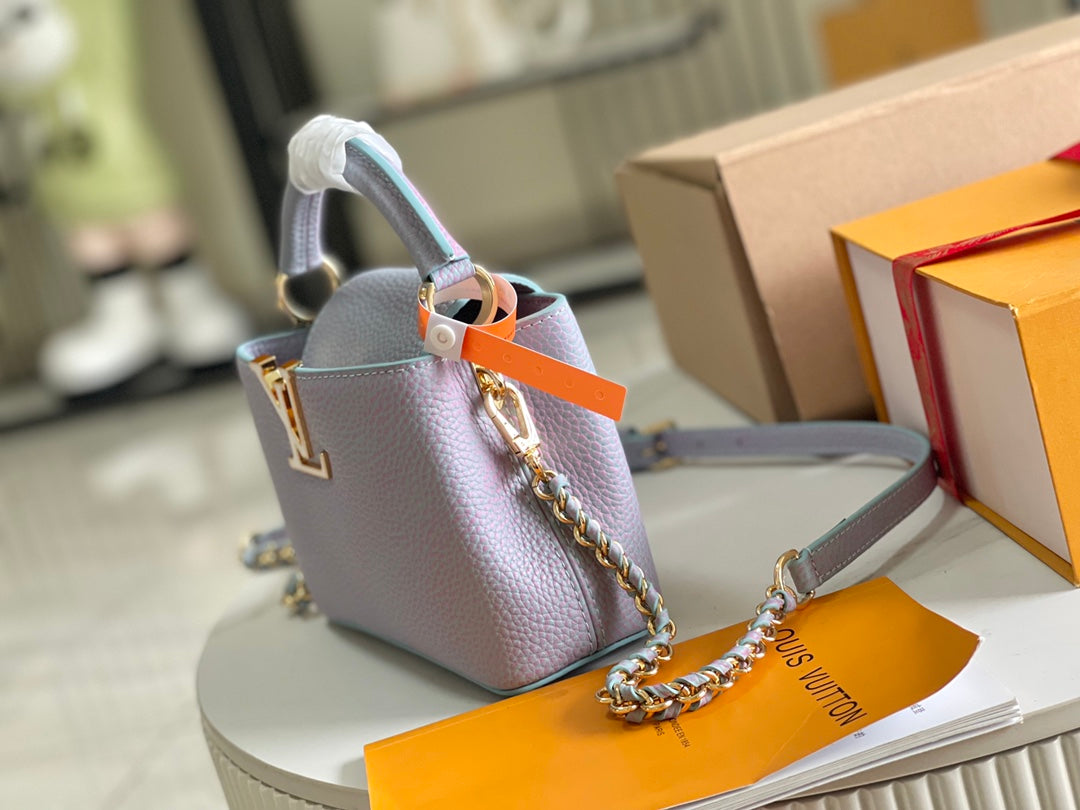【Premium boutique original leather M59868💋M59850 star pearlescent blue shell buckle】