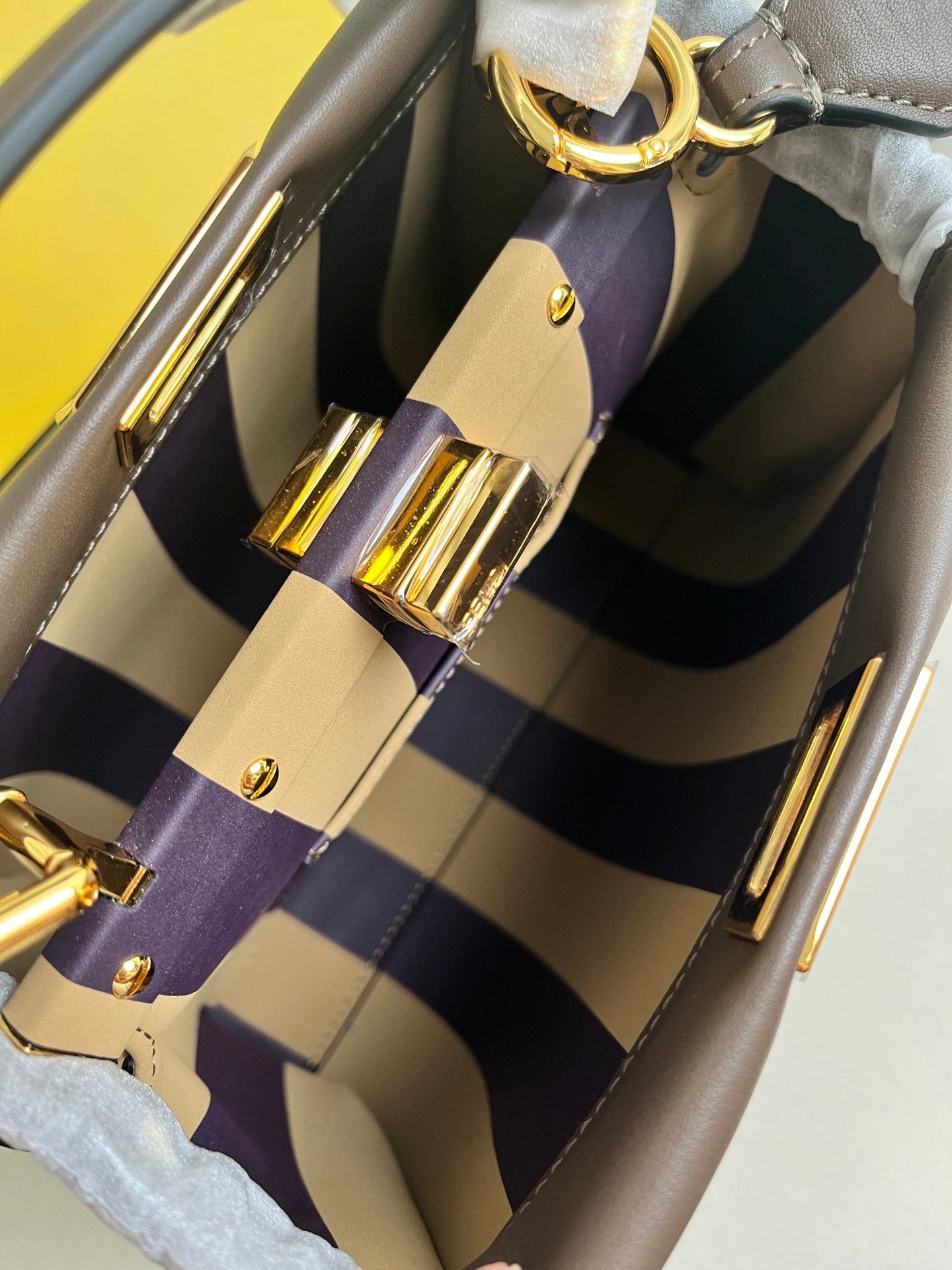 FENDI Iconic Peekaboo Small Bag in Pigeon Gray Leather