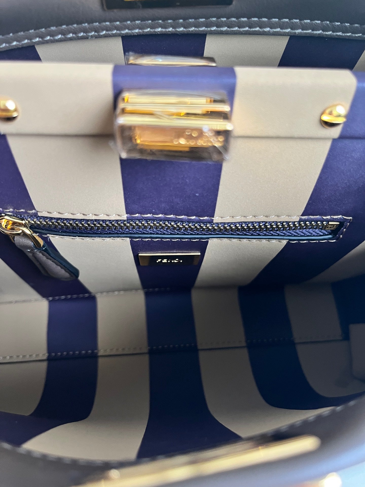 FENDI Iconic Peekaboo Small Bag in Pigeon Gray Leather