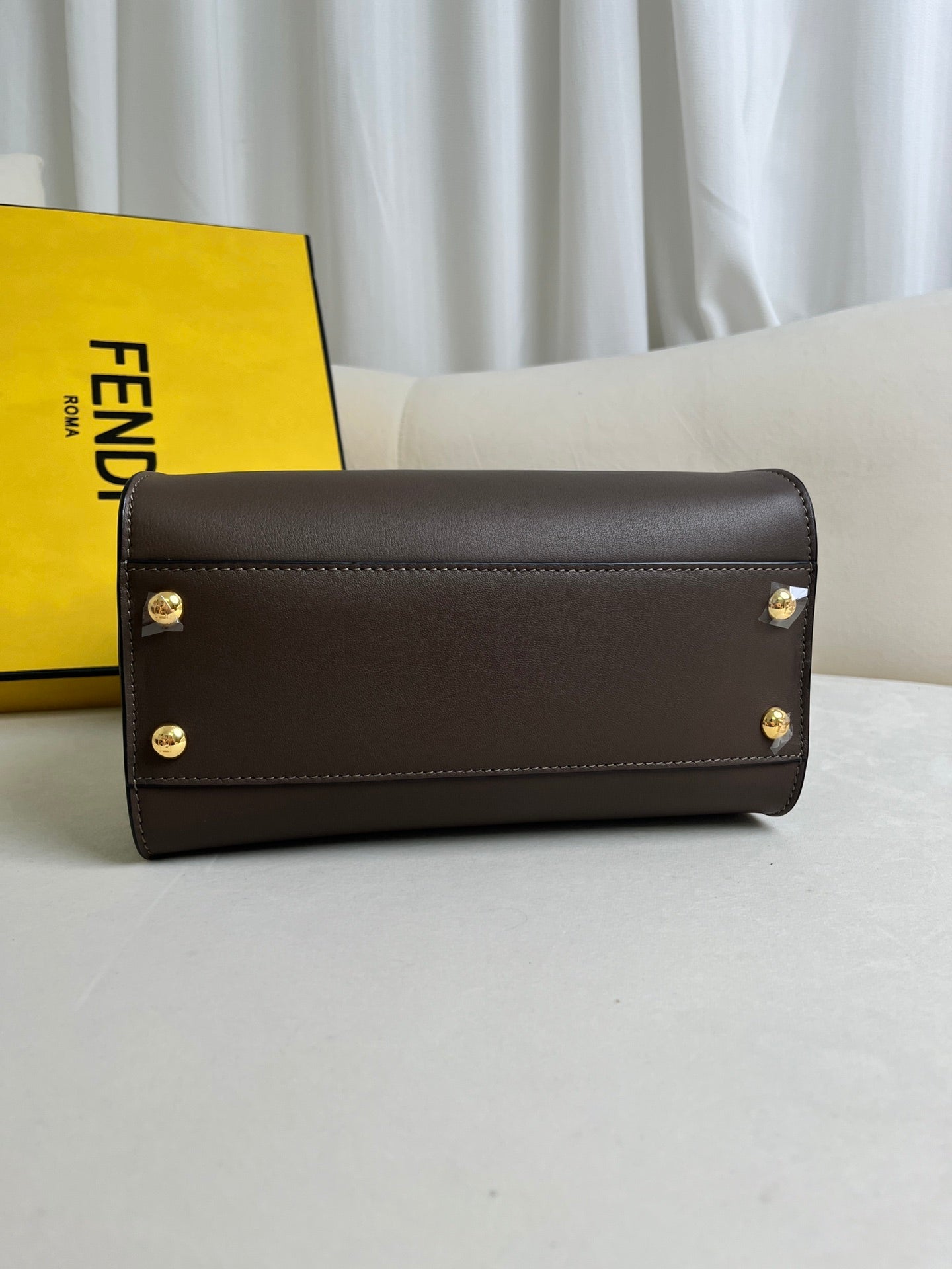 FENDI Iconic Peekaboo Small Bag in Pigeon Gray Leather