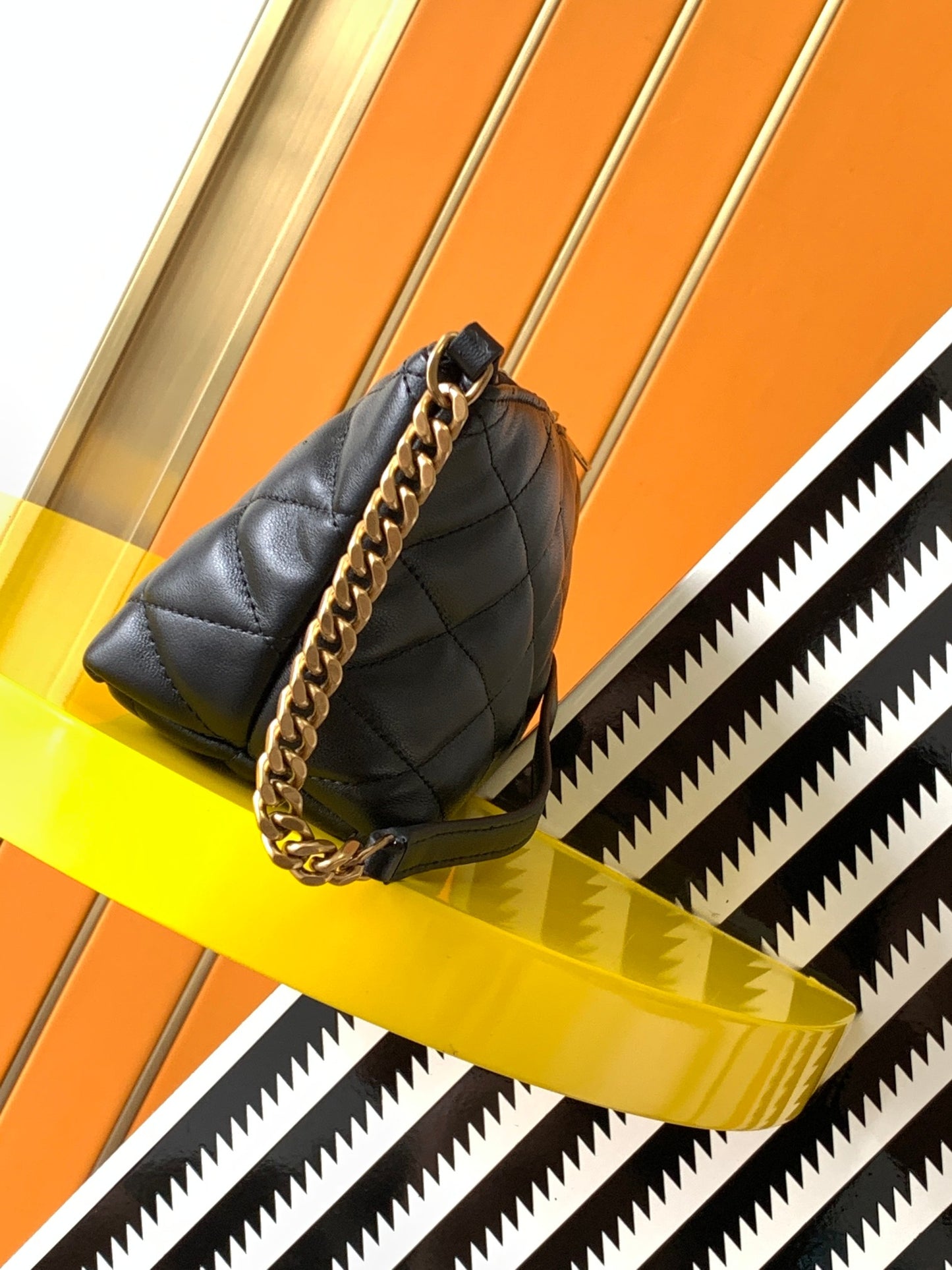 【Original Leather】Horn Stitched Sheep Leather Zipper Shoulder Bag Style number: 755979~~