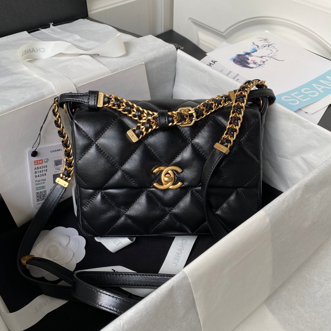 ⚛️Chane1❄️23K sheepskin wide shoulder strap shoulder bag AS4305