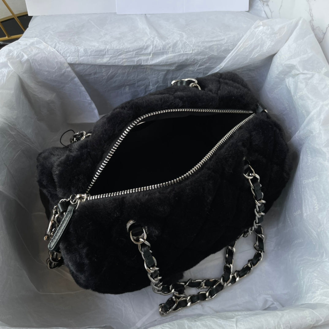 Chanel23C new autumn and winter wool bowling bag