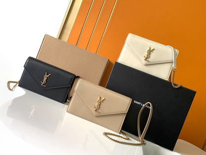 [Original Leather] 🔥LE CASSANDRE Smooth Leather Envelope Chain Bag Model: 743050