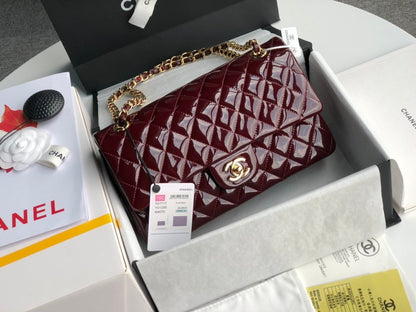💖A1112 date red patent leather gold spot