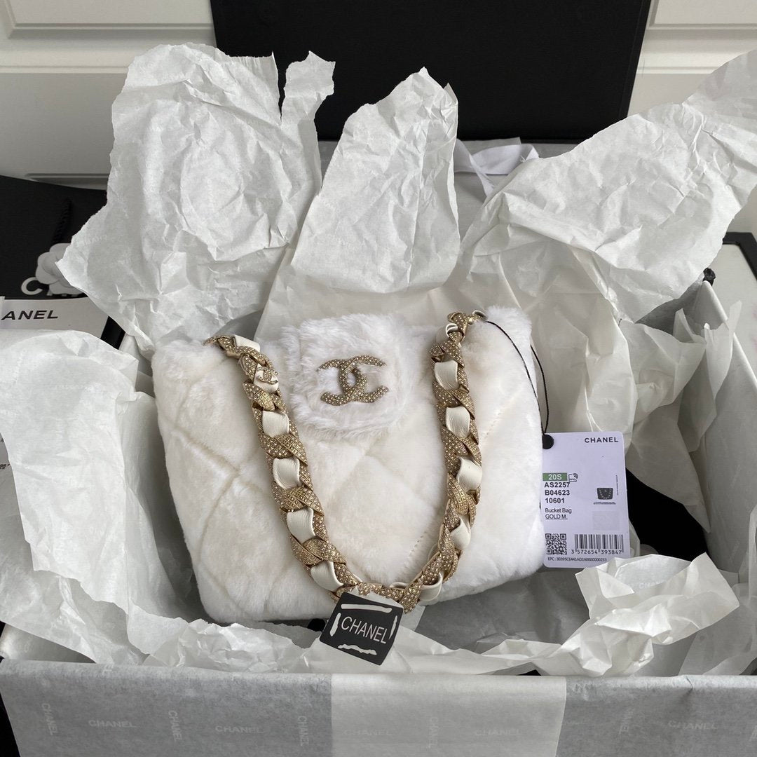 Chanel Autumn and Winter Diamond Wool AS2240 Fur Bag Flap Bag
