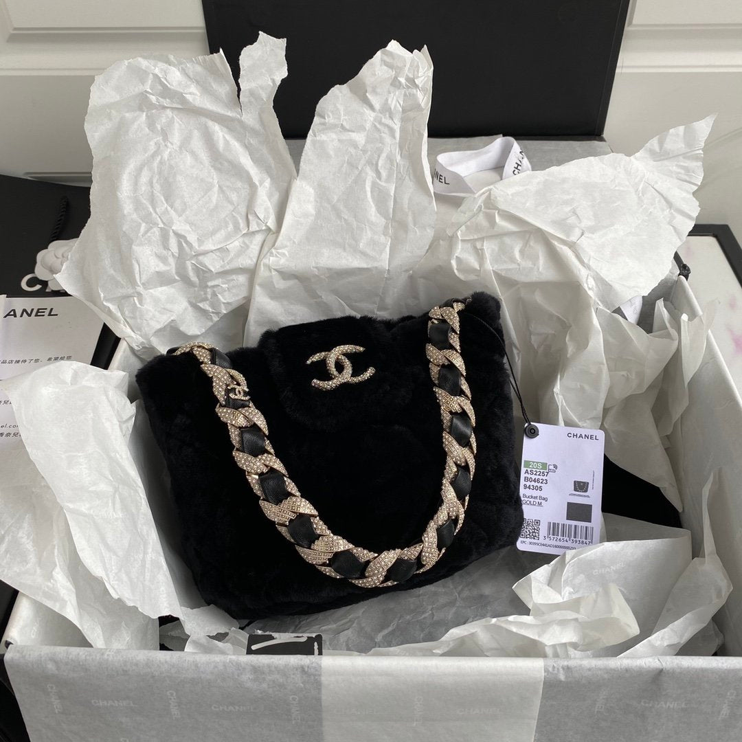Chanel Autumn and Winter Diamond Wool AS2240 Fur Bag Flap Bag