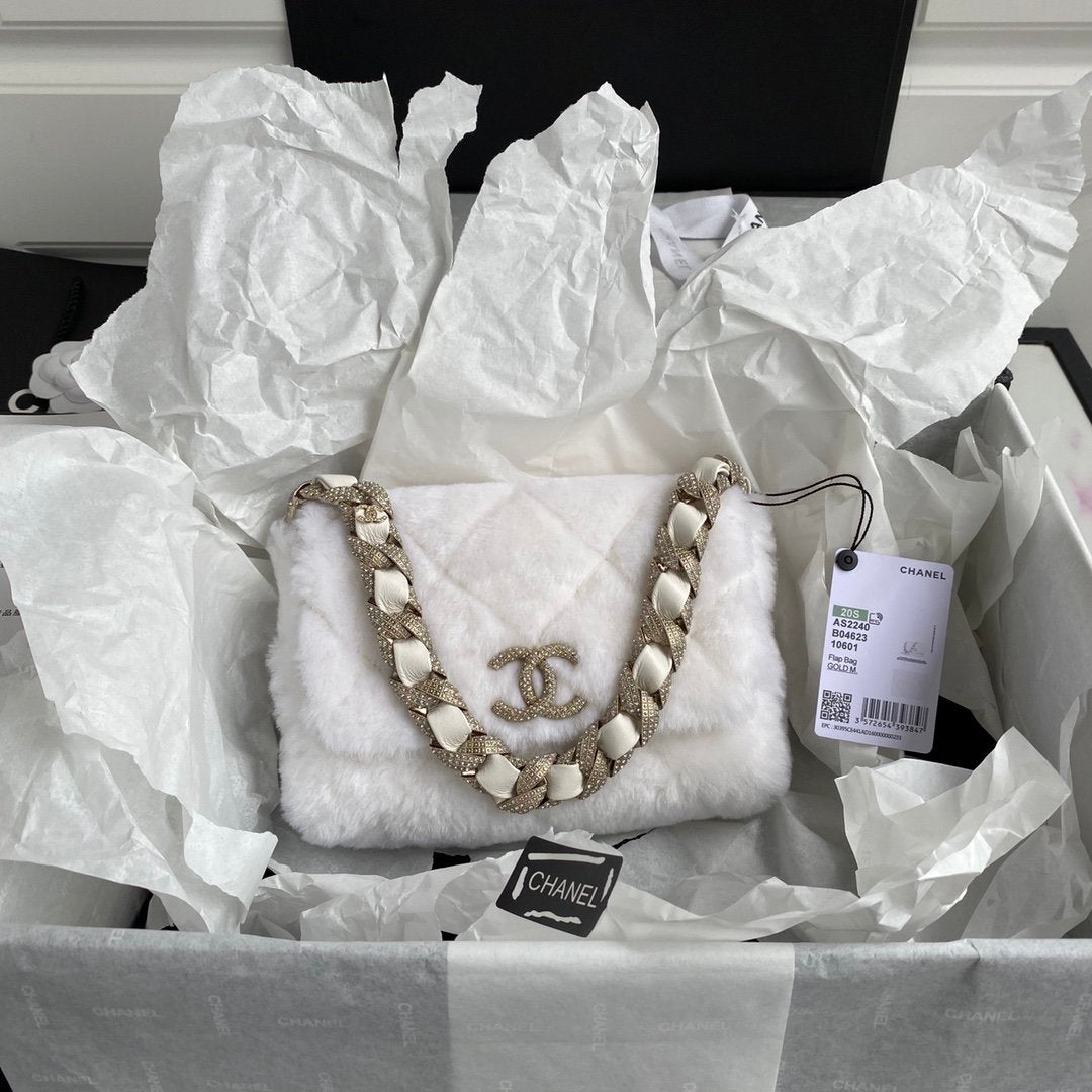 Chanel Autumn and Winter Diamond Wool AS2240 Fur Bag Flap Bag