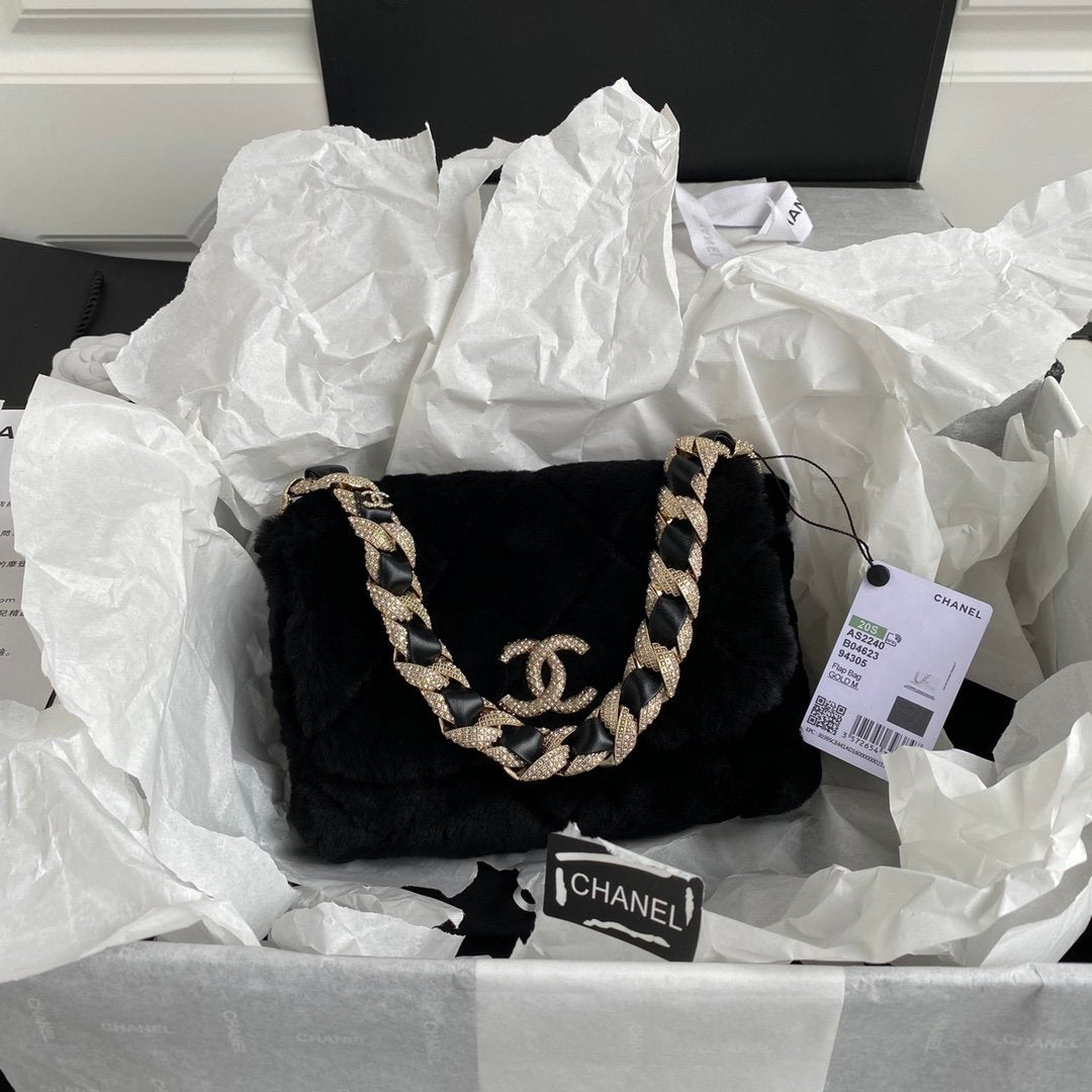 Chanel Autumn and Winter Diamond Wool AS2240 Fur Bag Flap Bag