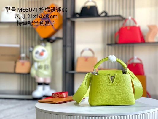【Premium boutique original leather M56071 small size 💋 lemon green silver buckle】