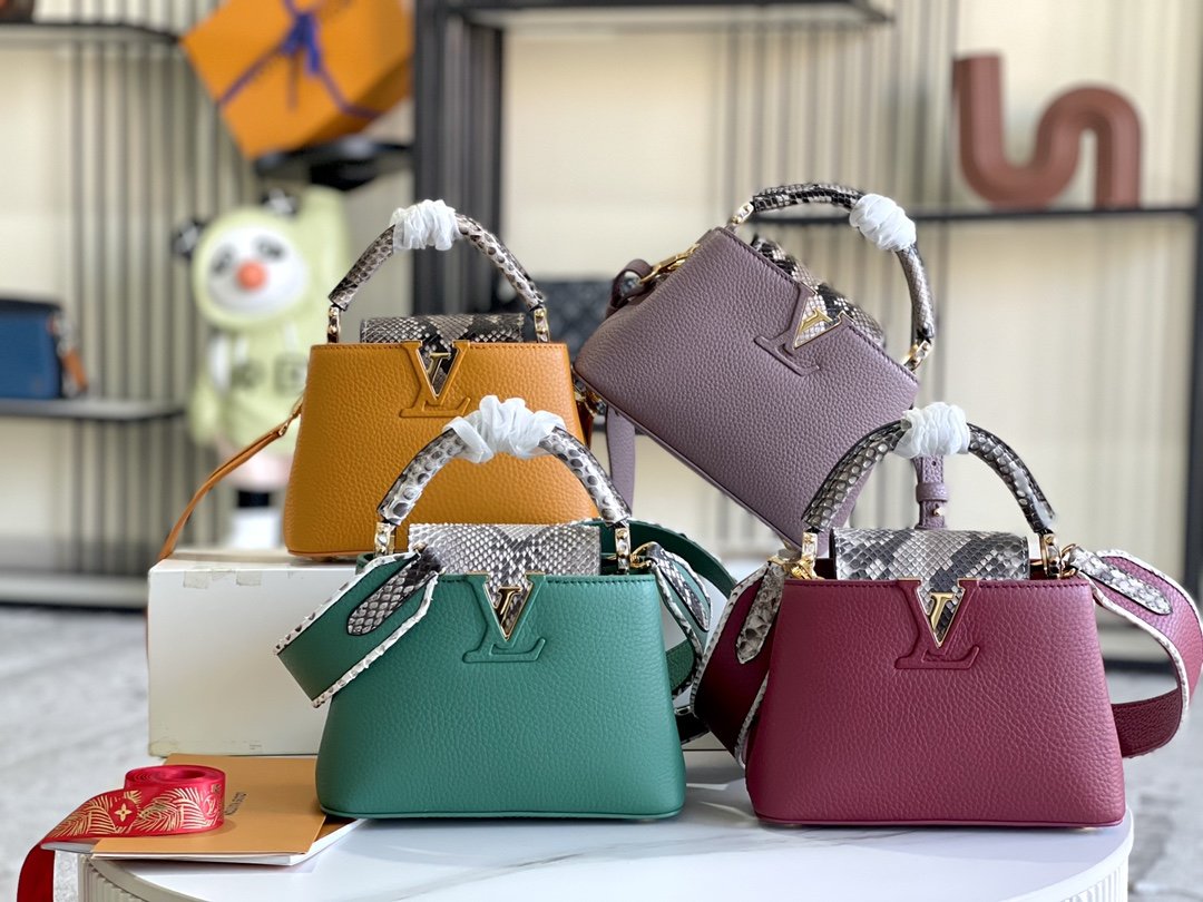 [Premium quality original leather 💋 M80041 taro purple with python gold buckle]