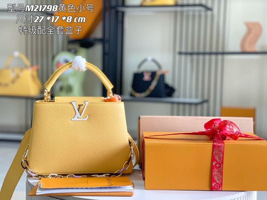 【Premium boutique original leather 💋M21798 chick yellow gold buckle】