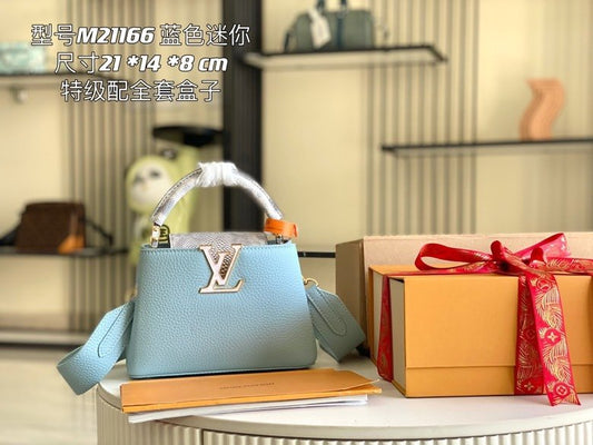 【Premium boutique original leather 💋 M21166 haze blue with exotic sand snake shell buckle】