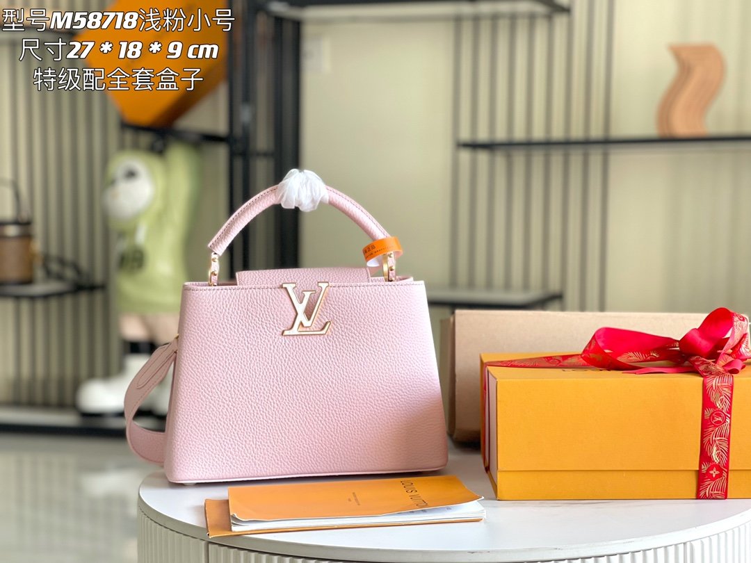[Premium boutique original leather 💋M58718 Paris pink shell buckle]