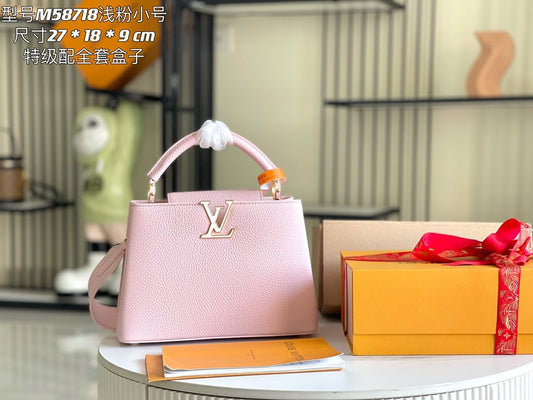 [Premium boutique original leather 💋M58718 Paris pink shell buckle]