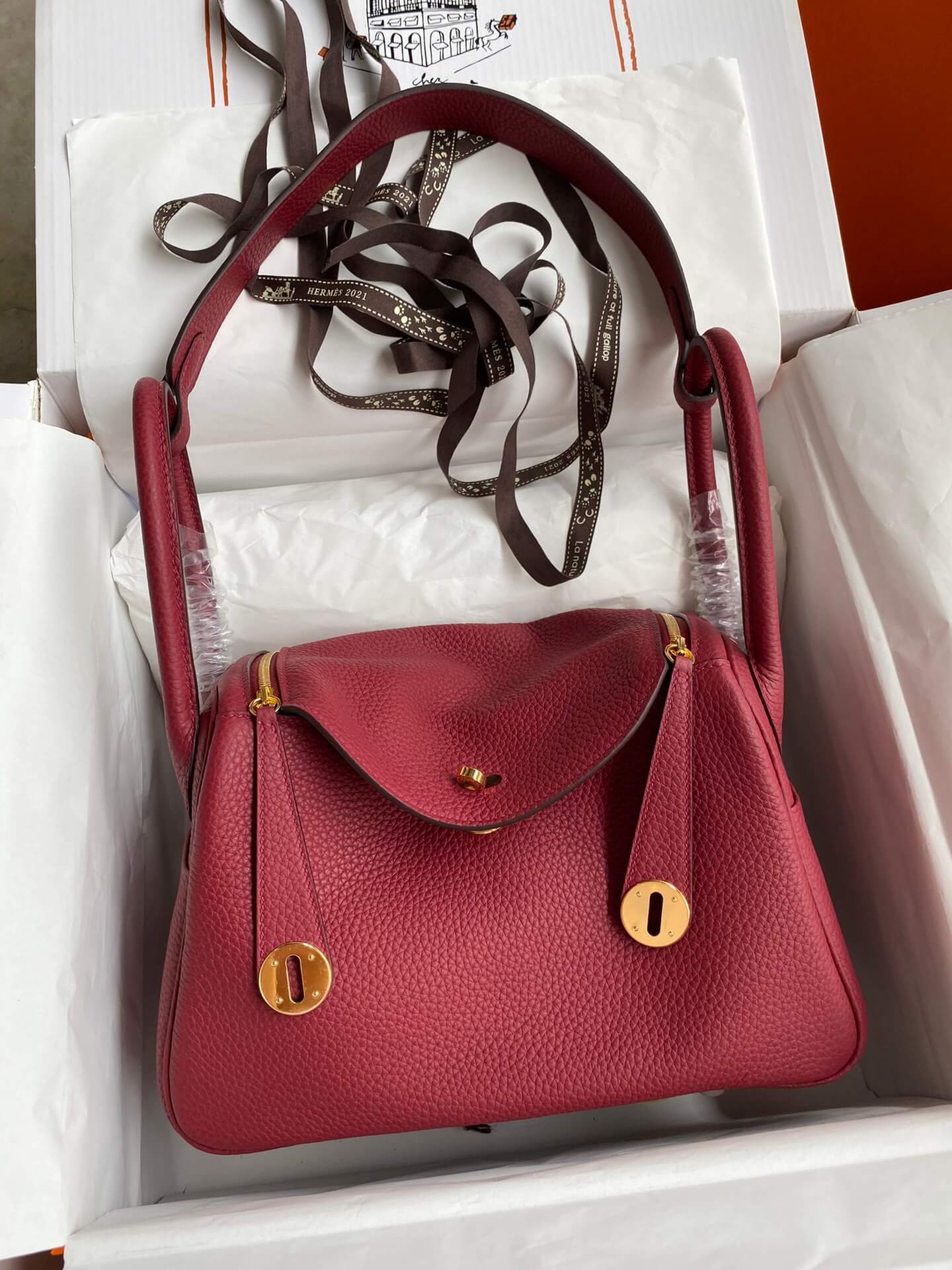 LD26cm,wine red gold buckle