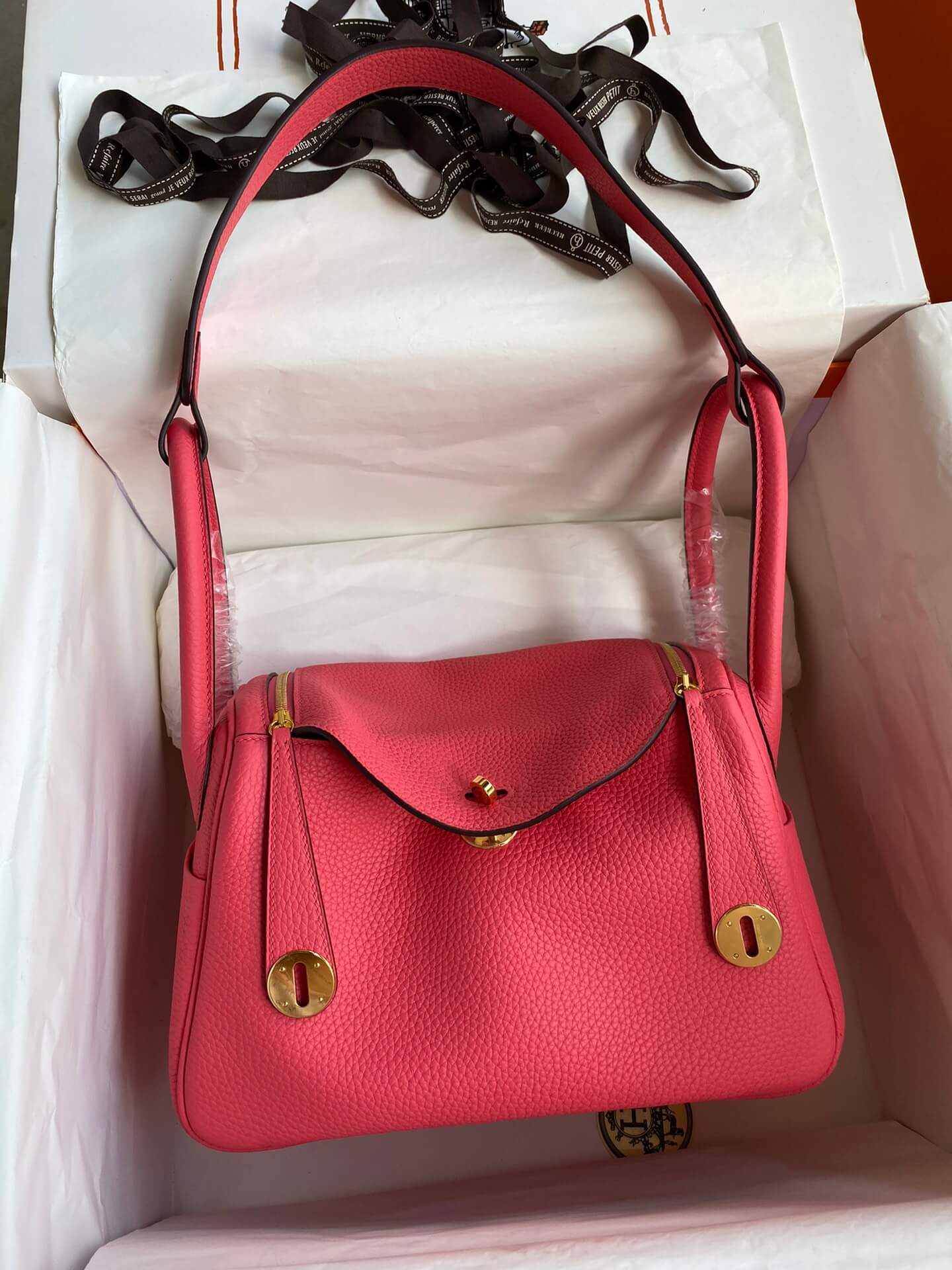 LD26cm,lipstick pink gold buckle