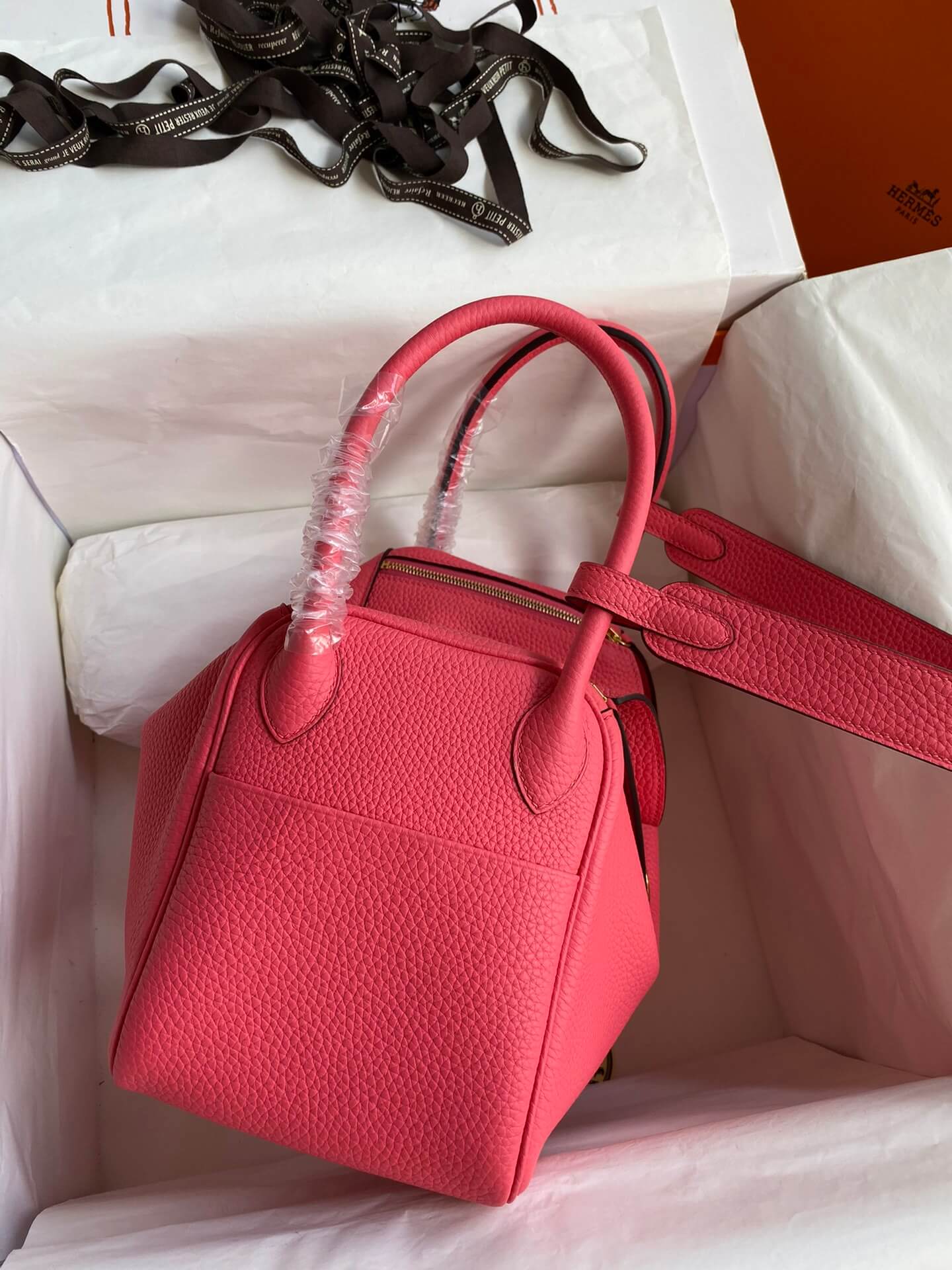 LD26cm,lipstick pink gold buckle