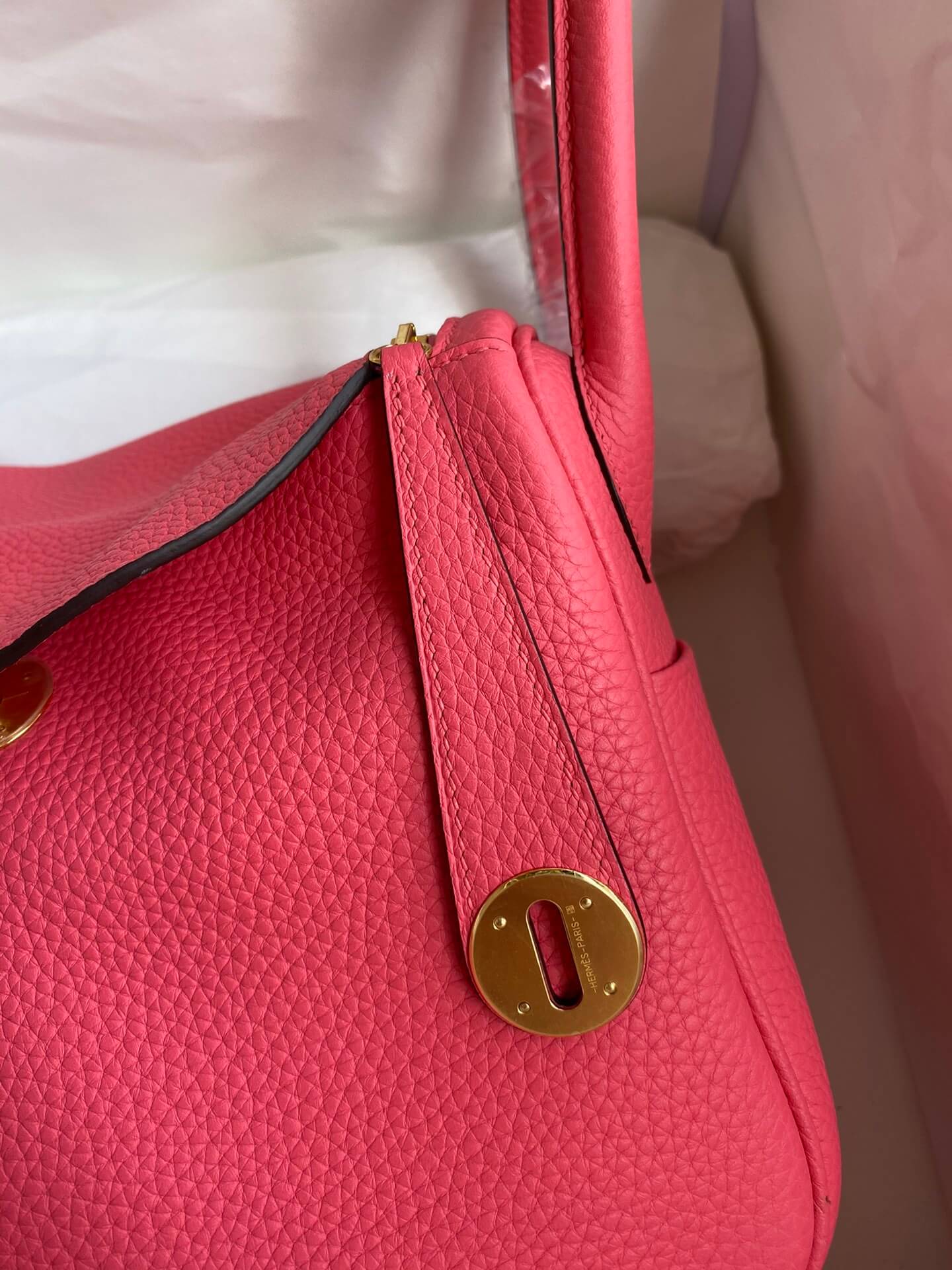 LD26cm,lipstick pink gold buckle