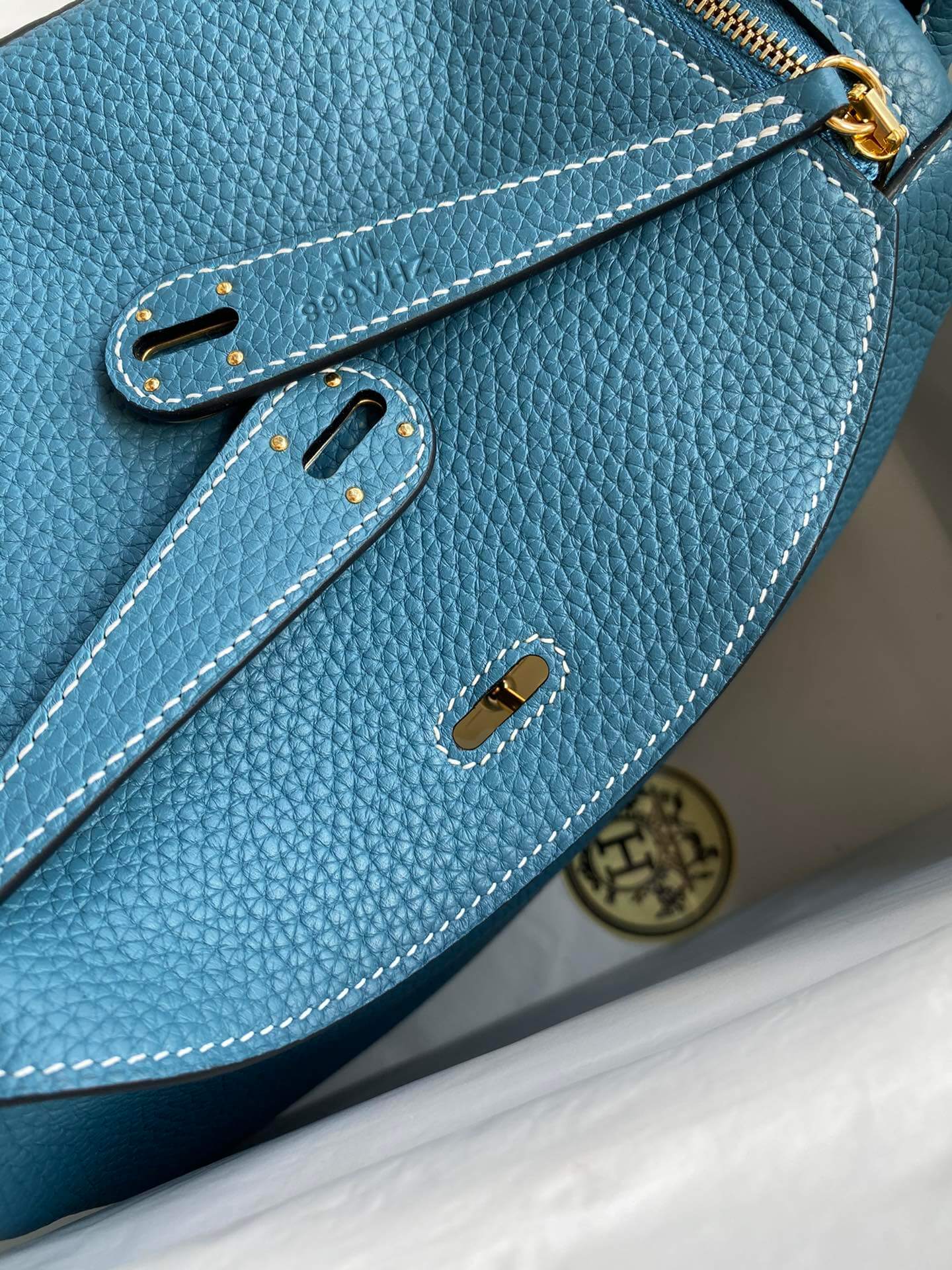 LD26cm,Denim blue gold buckle