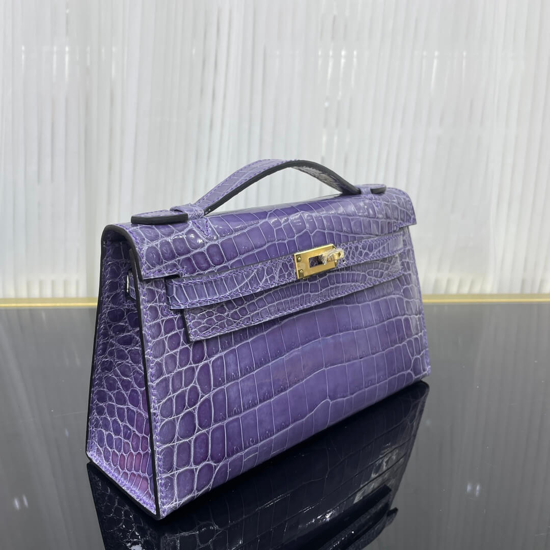 First generation 22 cm high-gloss Nile crocodile leather hand-stitched with wax thread💕