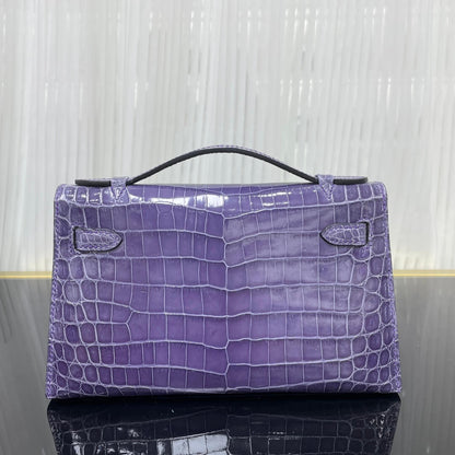 First generation 22 cm high-gloss Nile crocodile leather hand-stitched with wax thread💕
