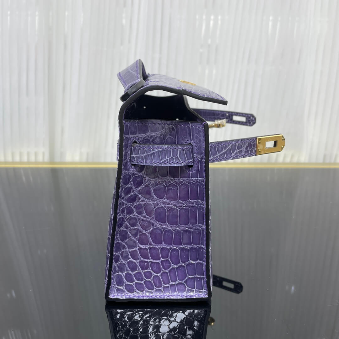 First generation 22 cm high-gloss Nile crocodile leather hand-stitched with wax thread💕
