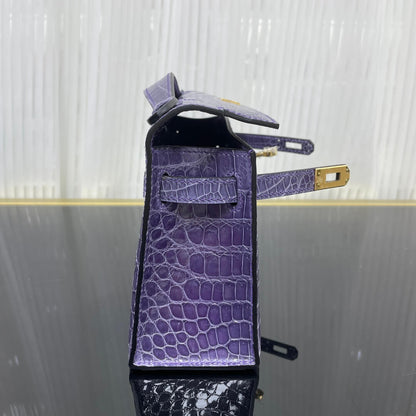 First generation 22 cm high-gloss Nile crocodile leather hand-stitched with wax thread💕