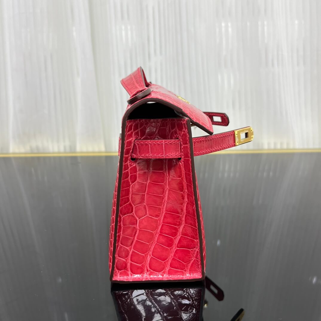 Imported high-gloss American alligator belly first generation 22cm gold buckle, handmade wax thread💕