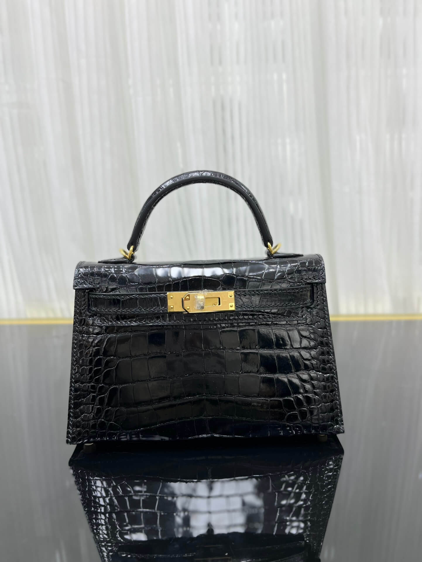 Imported American high-gloss crocodile leather second generation 19cm hand-stitched wax thread💕