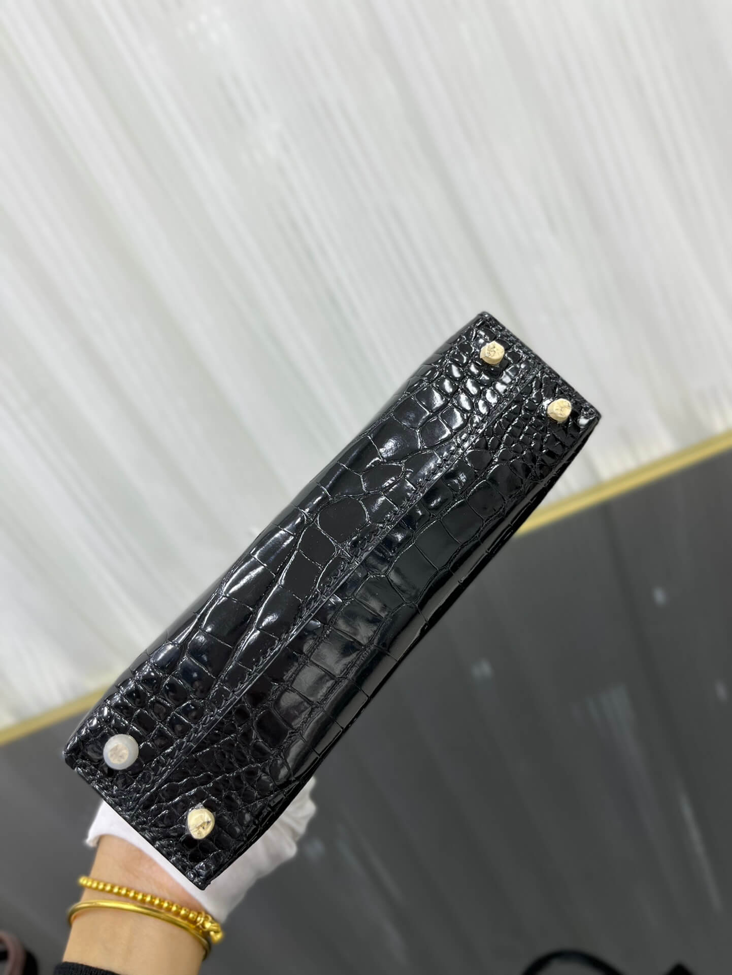 Imported American high-gloss crocodile leather second generation 19cm hand-stitched wax thread💕