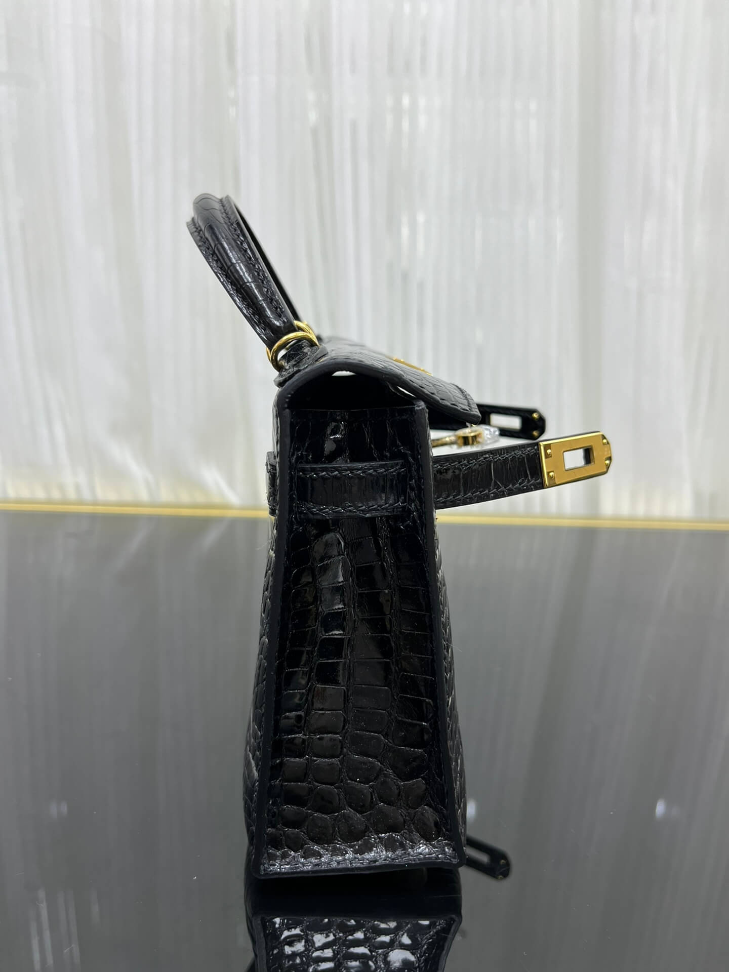 Imported American high-gloss crocodile leather second generation 19cm hand-stitched wax thread💕
