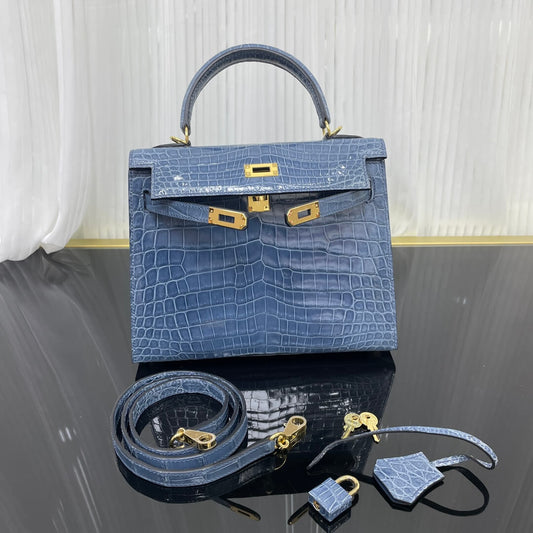 kelly25 Nile crocodile high-gloss crocodile leather handmade wax thread✨✨