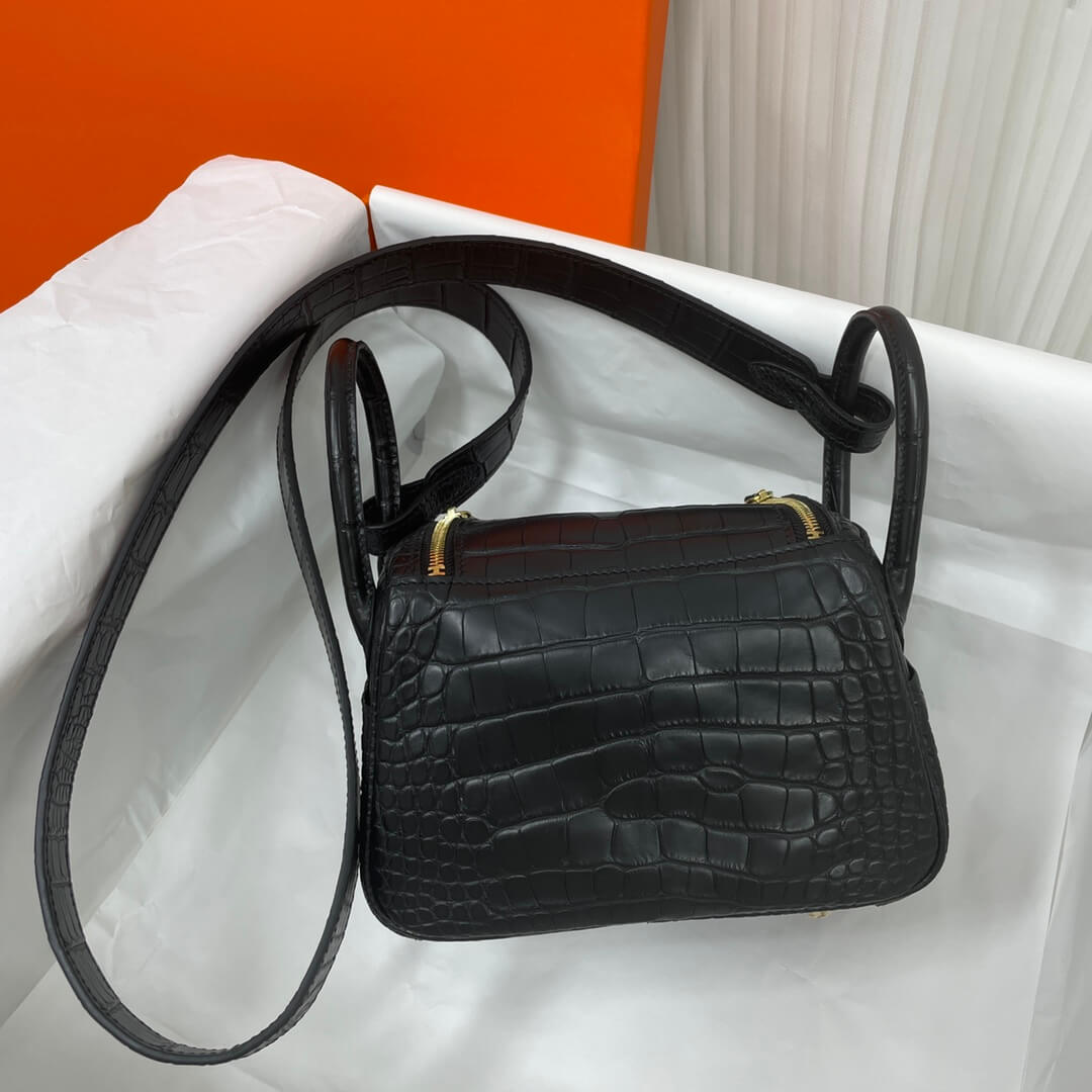 19cmLD crocodile black gold buckle
