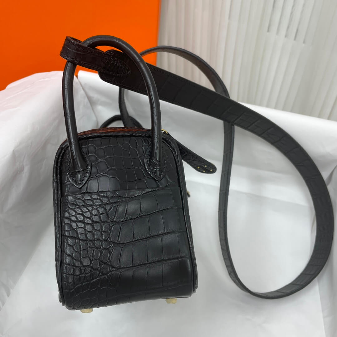 19cmLD crocodile black gold buckle