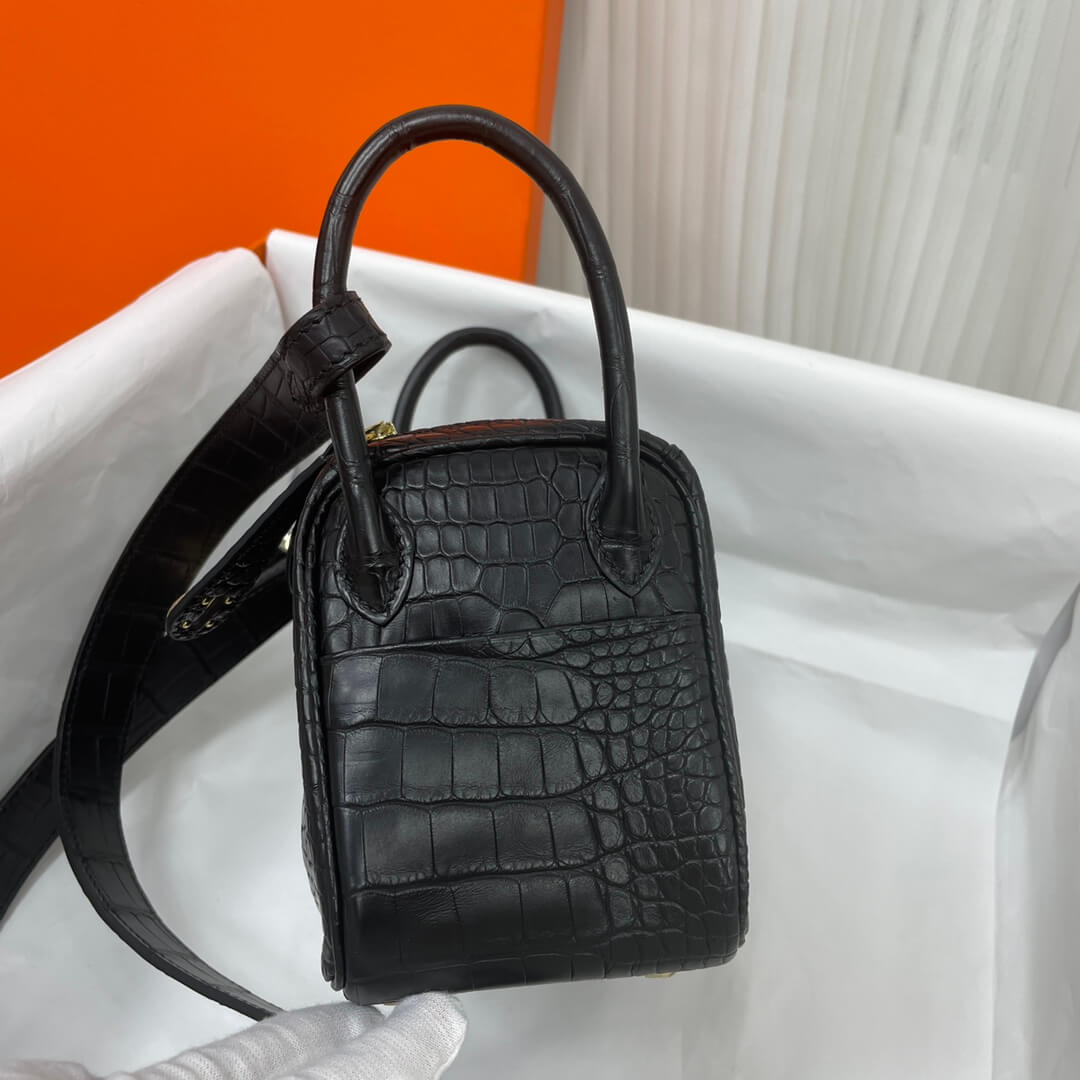 19cmLD crocodile black gold buckle