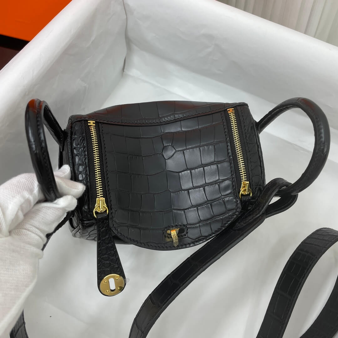 19cmLD crocodile black gold buckle