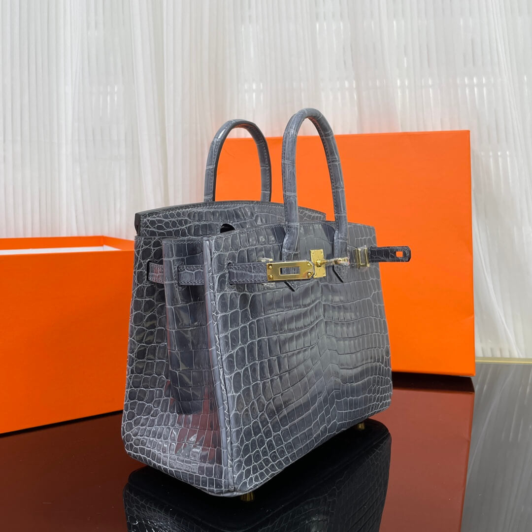 Birkin25 Nile high-gloss crocodile skin three-piece cut, hand-waxed thread👛👛