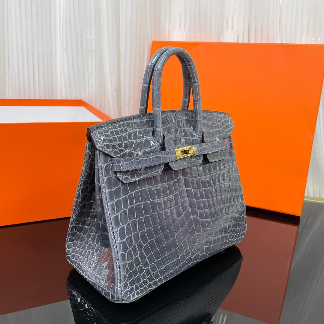 Birkin25 Nile high-gloss crocodile skin three-piece cut, hand-waxed thread👛👛