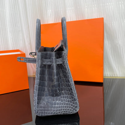 Birkin25 Nile high-gloss crocodile skin three-piece cut, hand-waxed thread👛👛