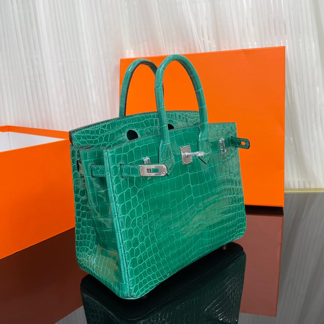 Birkin25 Nile high-gloss crocodile skin three-piece cut, hand-waxed thread👛👛