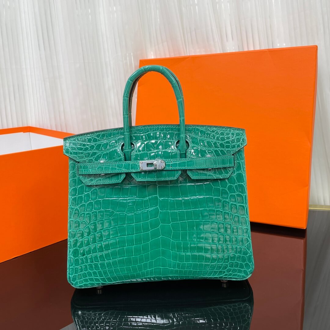 Birkin25 Nile high-gloss crocodile skin three-piece cut, hand-waxed thread👛👛
