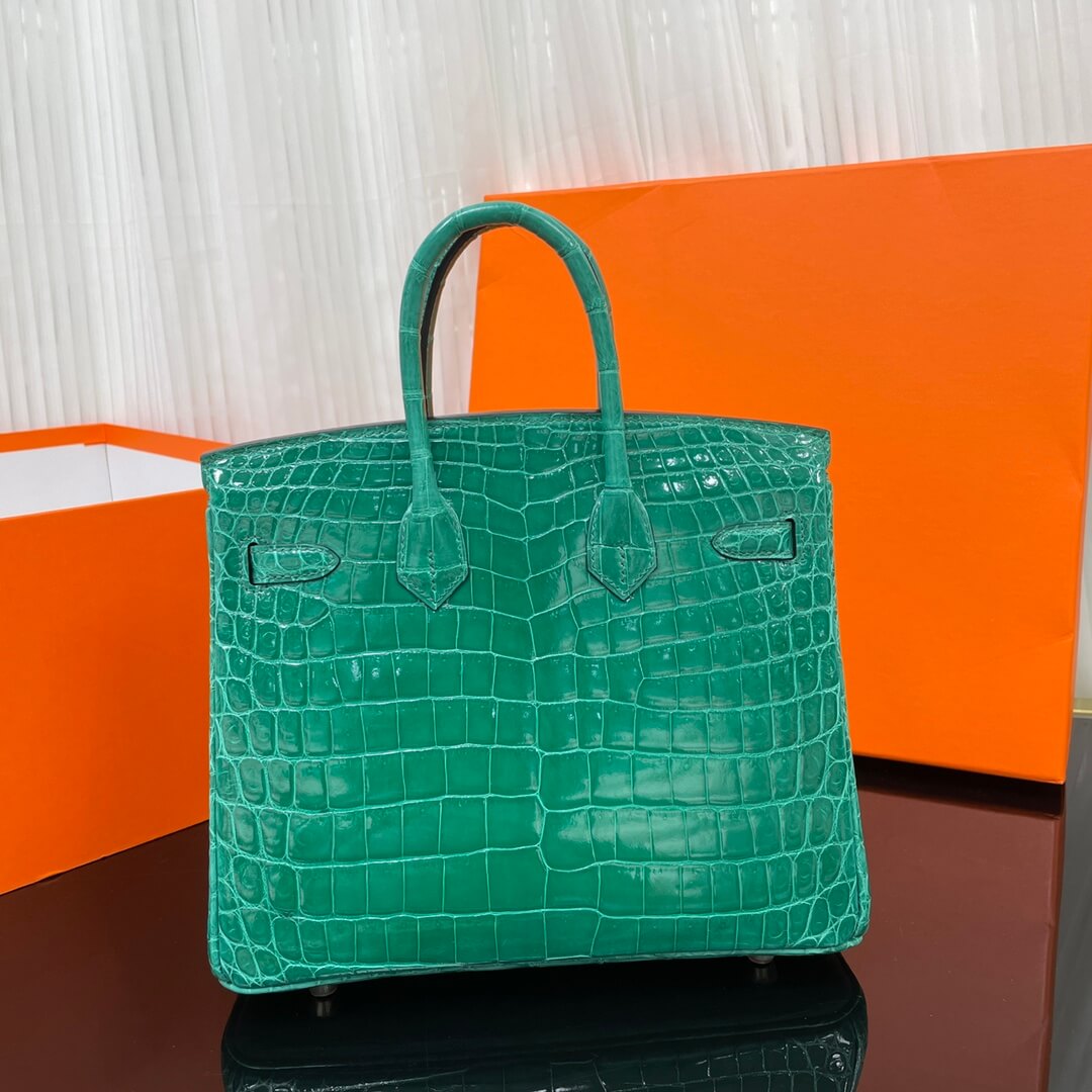 Birkin25 Nile high-gloss crocodile skin three-piece cut, hand-waxed thread👛👛