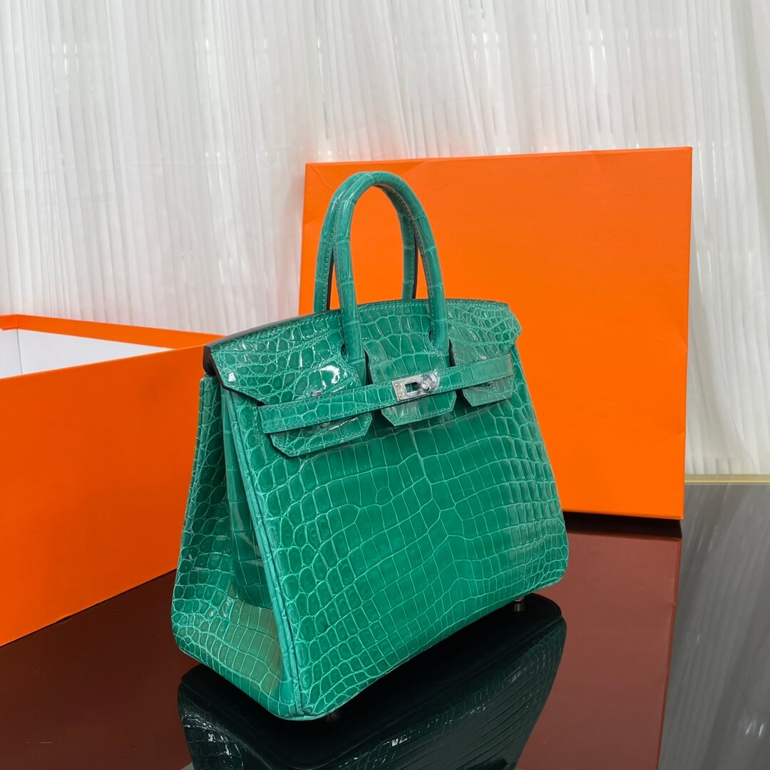 Birkin25 Nile high-gloss crocodile skin three-piece cut, hand-waxed thread👛👛