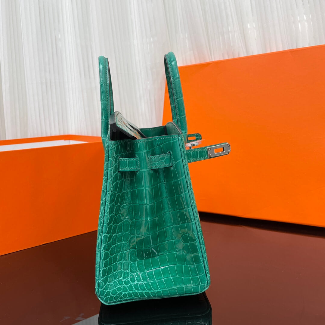 Birkin25 Nile high-gloss crocodile skin three-piece cut, hand-waxed thread👛👛