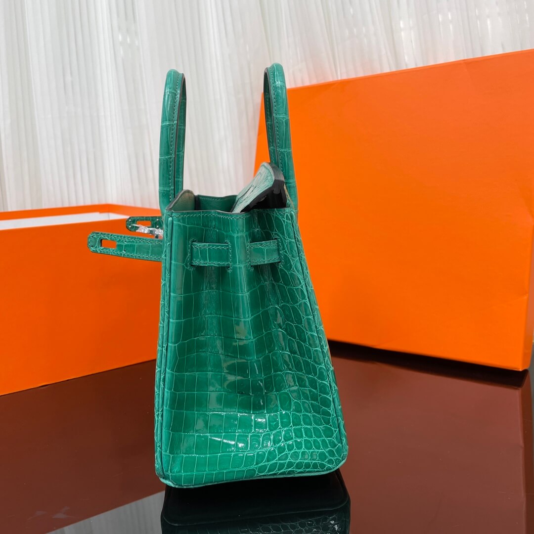 Birkin25 Nile high-gloss crocodile skin three-piece cut, hand-waxed thread👛👛