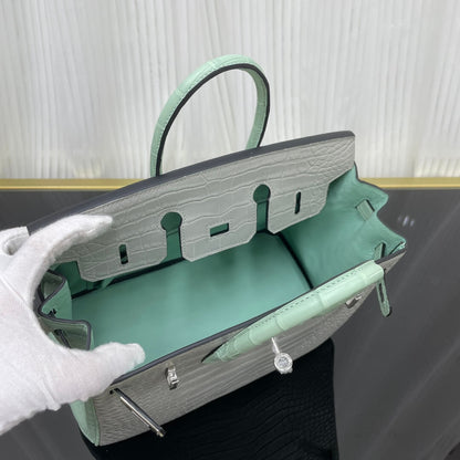 birkin25 American crocodile skin matte three skins cut, hand waxed thread👛👛