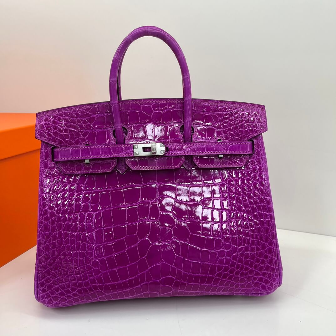 Birkin25 imported American high-gloss crocodile skin made of three skins, hand-waxed thread👛👛