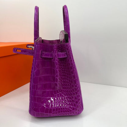 Birkin25 imported American high-gloss crocodile skin made of three skins, hand-waxed thread👛👛
